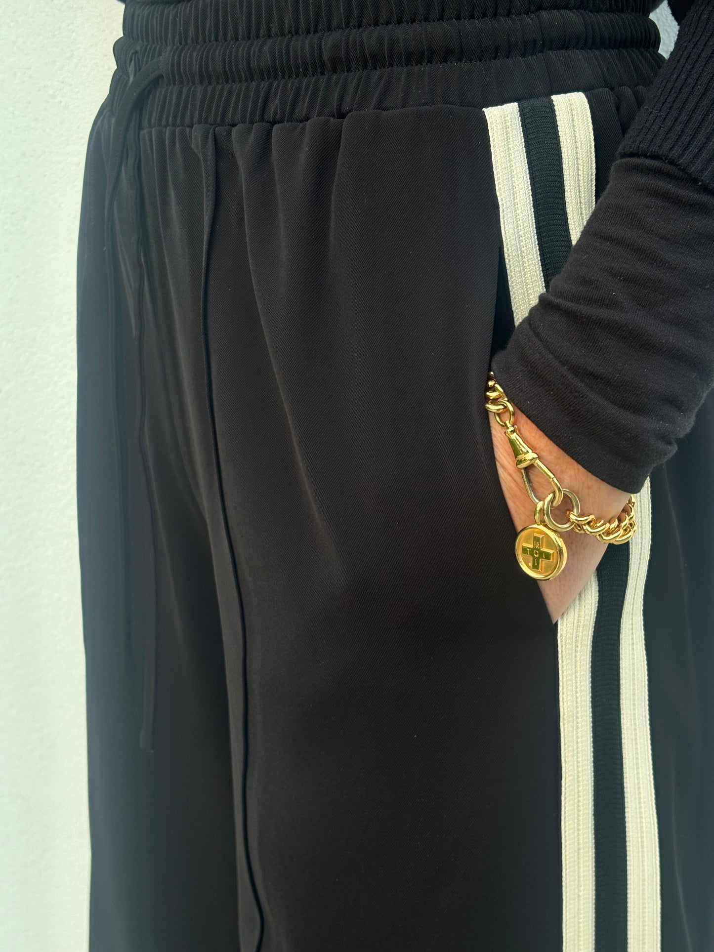 Annabel Side Stripe Trouser - Midnight Black