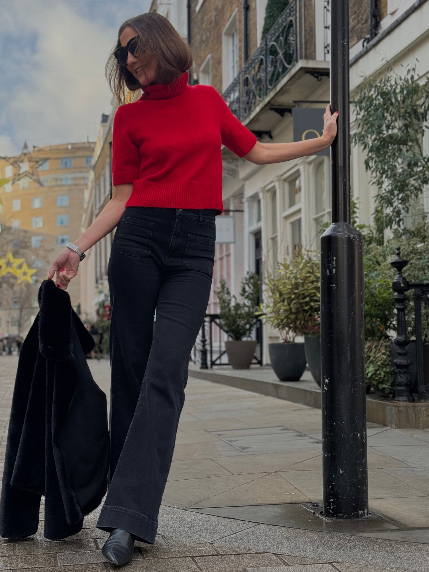 Evie Patch Pocket Jeans - Washed Black