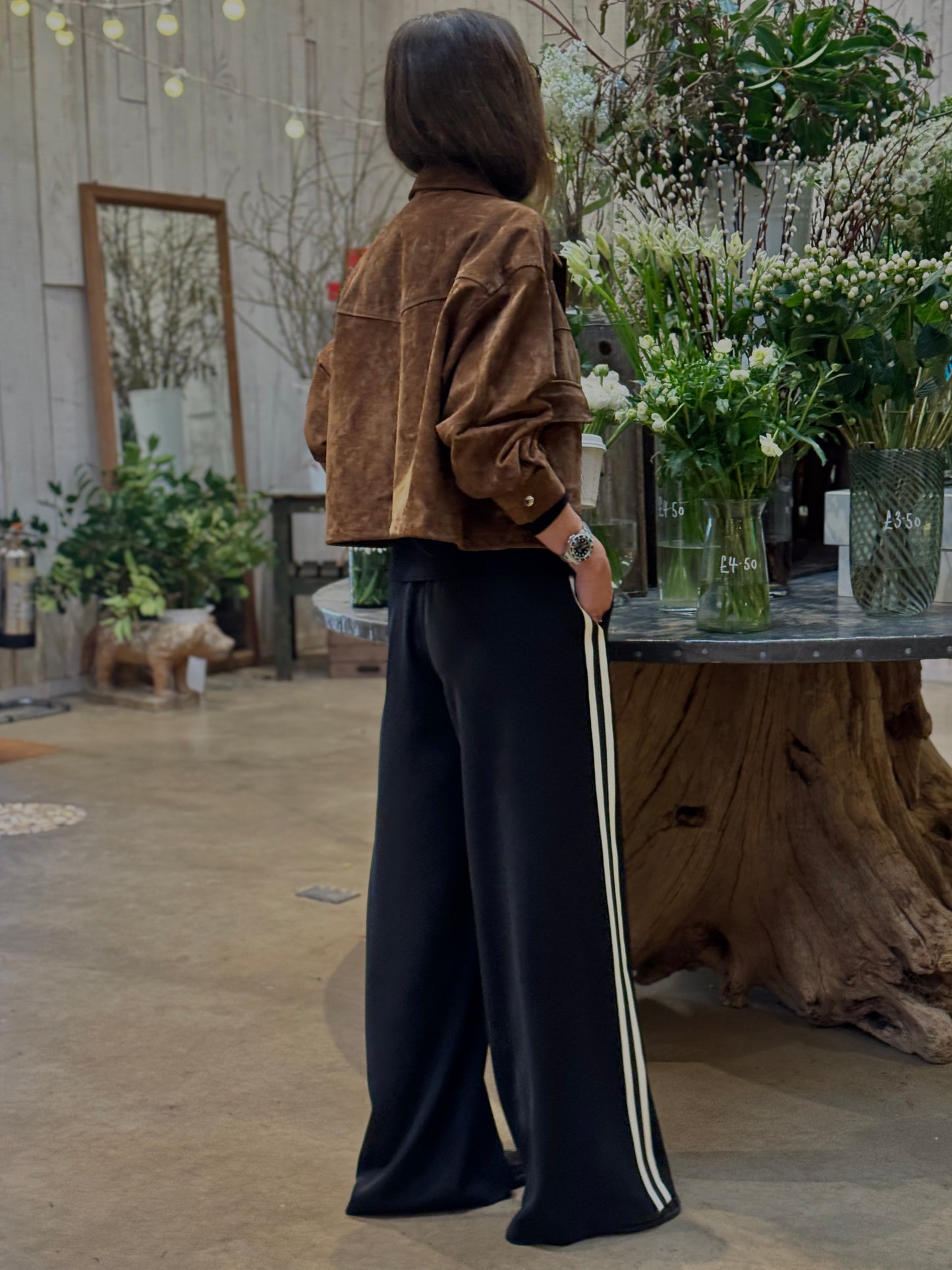 Annabel Side Stripe Trouser - Midnight Black