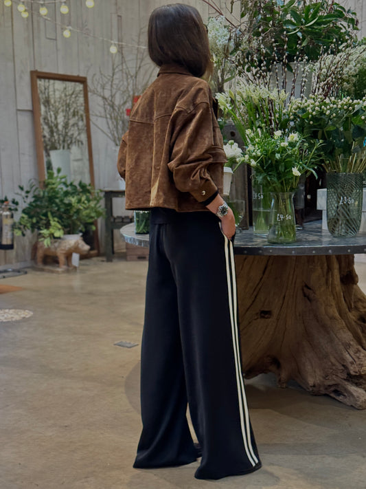 Annabel Side Stripe Trouser - Midnight Black