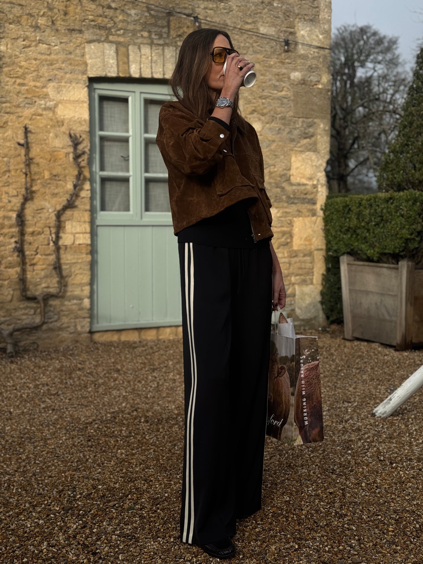 Annabel Side Stripe Trouser - Midnight Black