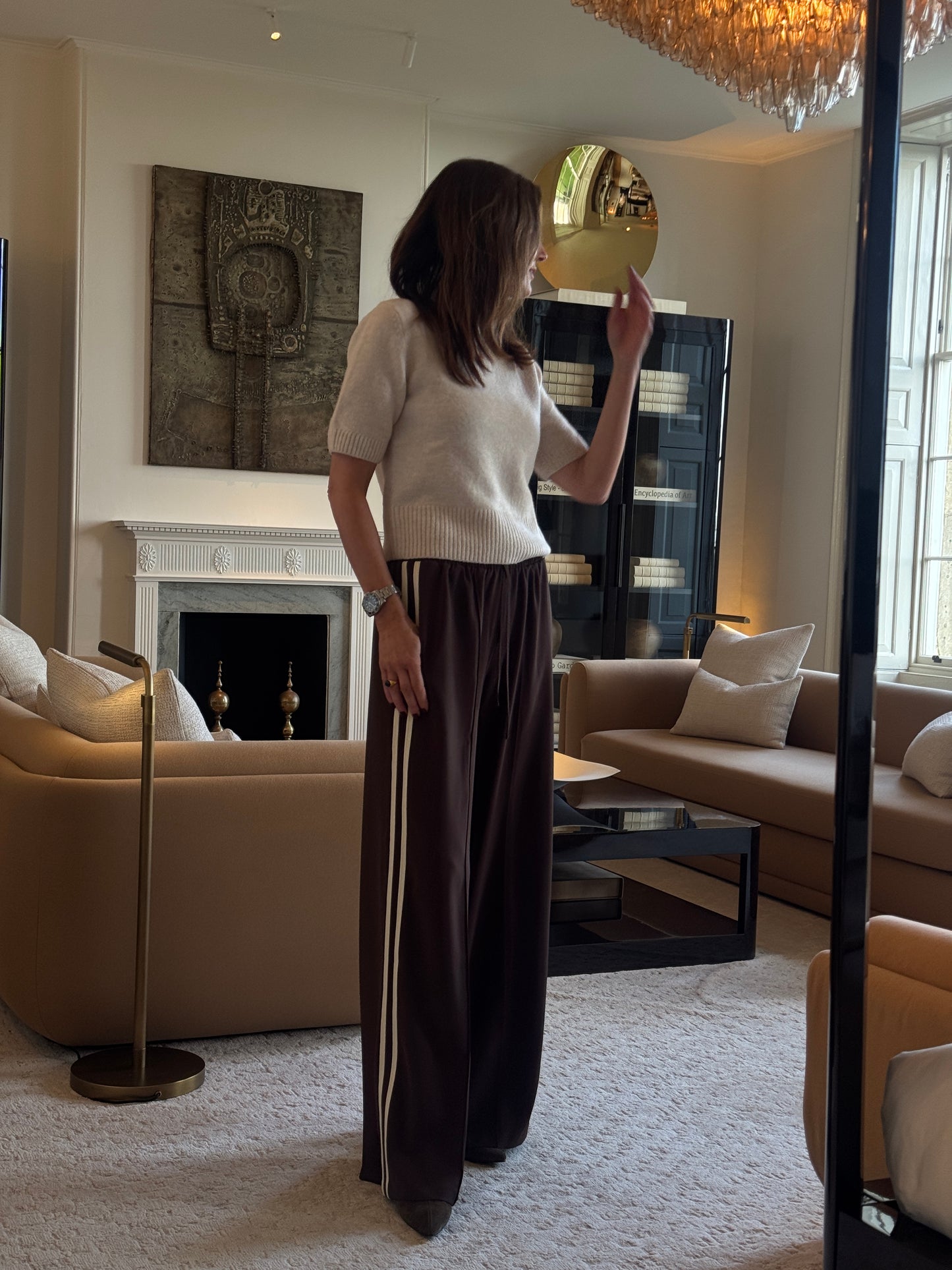 Annabel Side Stripe Trouser - Coffee Bean